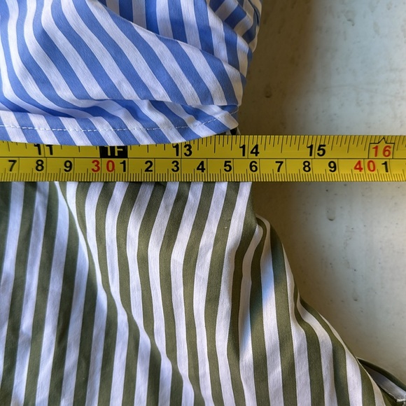 VERONICA BEARD | Striped Assymetrical Button Down Top - Picture 11 of 12